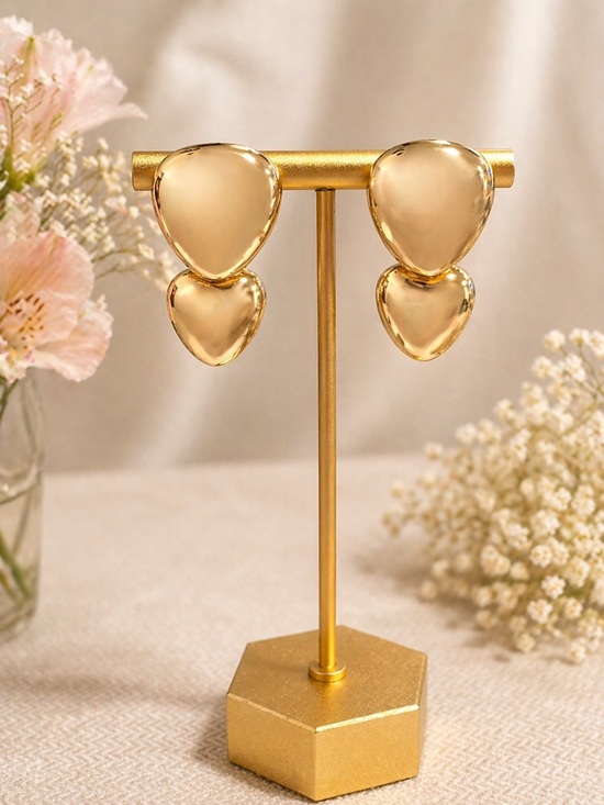 Jewelry - Gold Drop Earrings - 18k over copper 925 posts lightweight